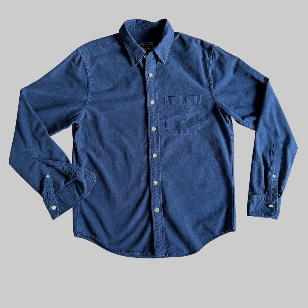 Abercrombie & Fitch Men’s M Navy Blue Chambray Long Sleeve Button Down Shirt